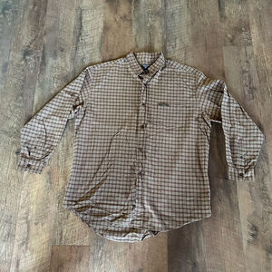Men's Polo Jeans Company Plaid Button Down Shirt, Size L, Brown